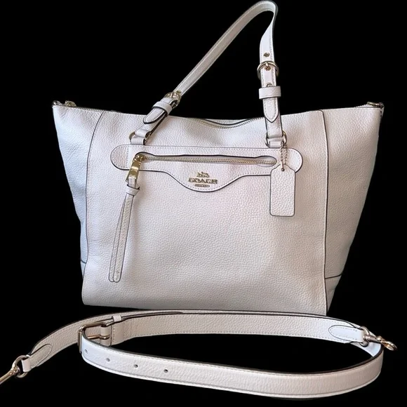 Authentic Coach C5690 “Kleo” Large Carryall Pebbled Leather Handbag in Chalk - Picture 6 of 12